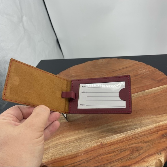 Lazer engraved gifts Texas state faux leather luggage tag red - Picture 6 of 6